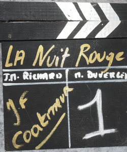 Clap du tournage du film La nuit rouge (1989)