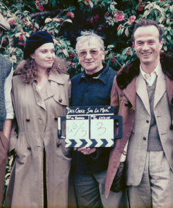 Mai 2001 - Jean-François Coatmeur sur le tournage du film Des Croix sur la mer avec Marie Guillard et Laurent Mallet